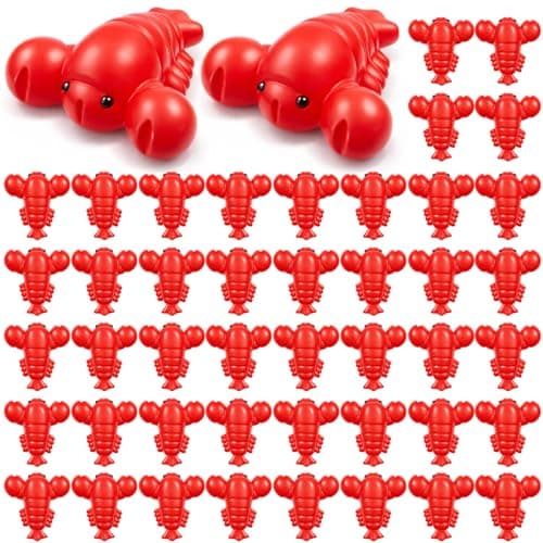 Deekin 48 Pcs Rubber Crawfish 2 Inches Crawfish Boil Party Decorations Lobster Party Favors for Red Lobster Birthday Gifts Reward Prizes Seafood Pool Summer Festival Decorations Supplies