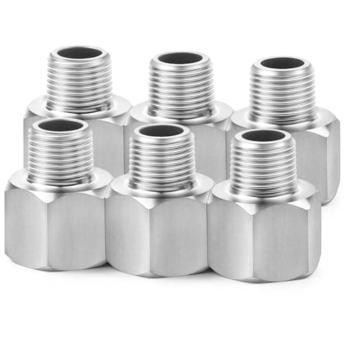 ChillWaves 304 Stainless Steel Pipe Fitting Reducer Adapter 12 NPT Female x 14 NPT Male Thread Adapter6PACK