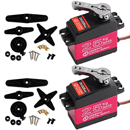 Wishiot DS3225MG 25Kg RC Digital Servo Full Metal Gear with 270 Degree PWM Control for DIY Baja Car Crawlers Truck RC Robotic Arm Pack of 2