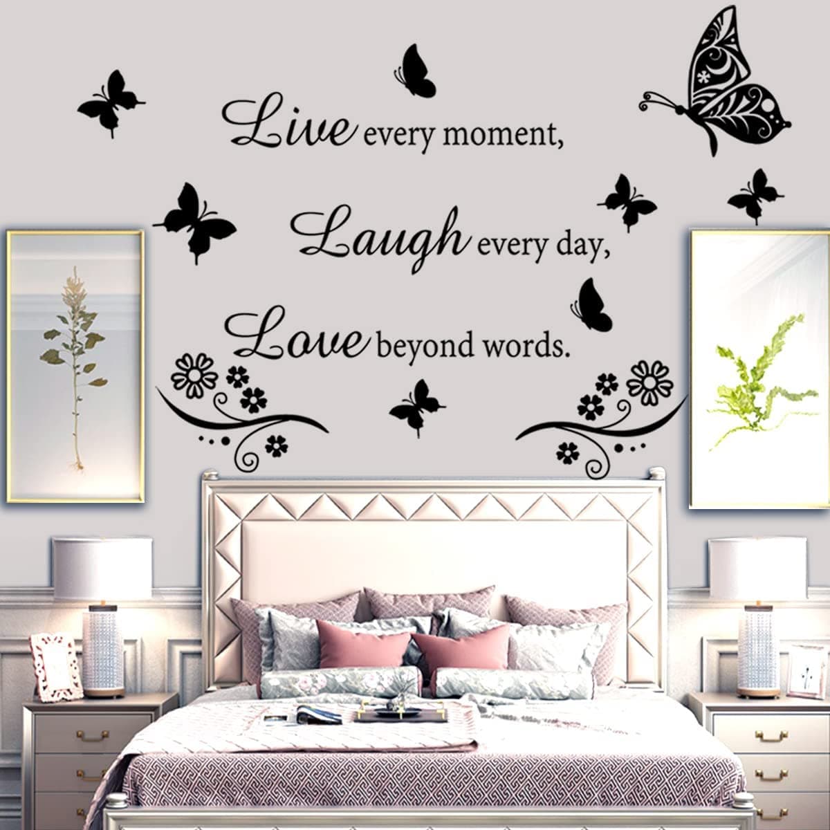 Wall Decal Quote Live Every Moment Laugh Every Day Love Beyond Words Wall Sticker Motivational Wall Decals Family Inspirational Wall Stickers for Bedroom Living Room Window Decor Home Decor