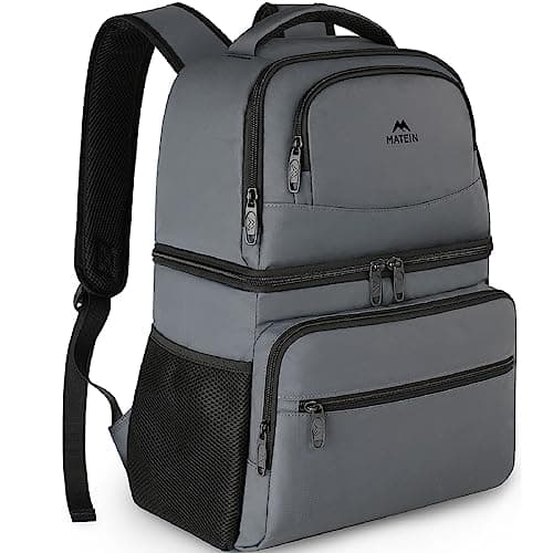 MATEIN Backpack Cooler for Men 30L Capacity Grey Color Fabric Material Insulated and Leakproof Design Ideal for Outdoor Activities