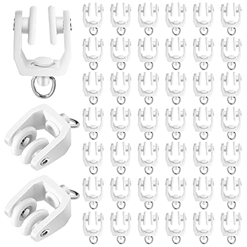 Jetec 100 Pcs Curtain Track Rollers Bulk Ceiling Curtain Track Hooks Flexible Bendable Clips 11 mm White Plastic Drapery Rail Gliders with Hooks for Shower Window (White)