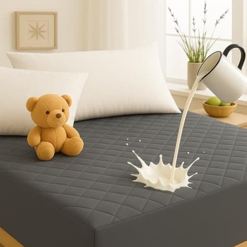 THE COZY DREAM TCD Waterproof Cotton Quilted Mattress Protector-Breathable,Hypoallergenic,Noiseless Ultra Soft Elastic Fitted Bed Cover,3 Layers Protection,No-Slip Design|Grey,Queen Size (60*75 Inch)