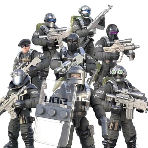MEIEST SWAT Model Equipment Assembly Building Block Toys8 PCS City Police Action MiniFigures with Multiple Military Weapons AccessoriesParty Favors Set