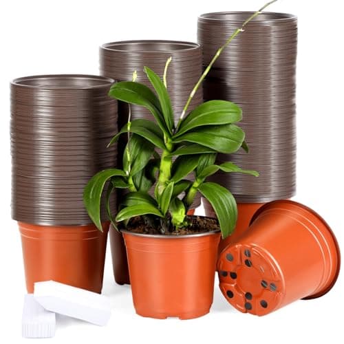 Hemikaki 200 Pack 6 Inch Plastic Nursery Pots for Plants, Seedling Pots Succulent Pots Flower Pots with Drainage Holes, Come with 200pcs Plant Labels