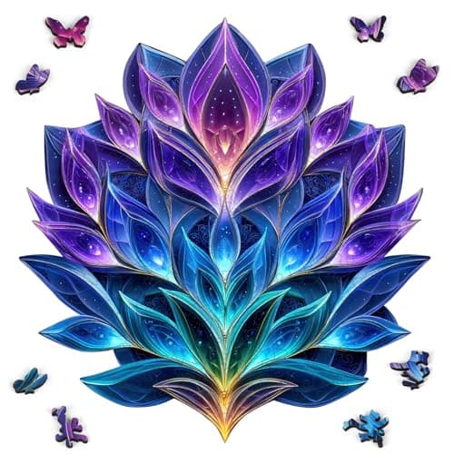 Leodozzio 500 Pieces Wooden Puzzles for Adults Crystal Jigsaw Puzzles 5MM Thick Unique Shaped Wooden Flower Puzzle Birthday Gift Family GameHome Decor 17x176 Inch