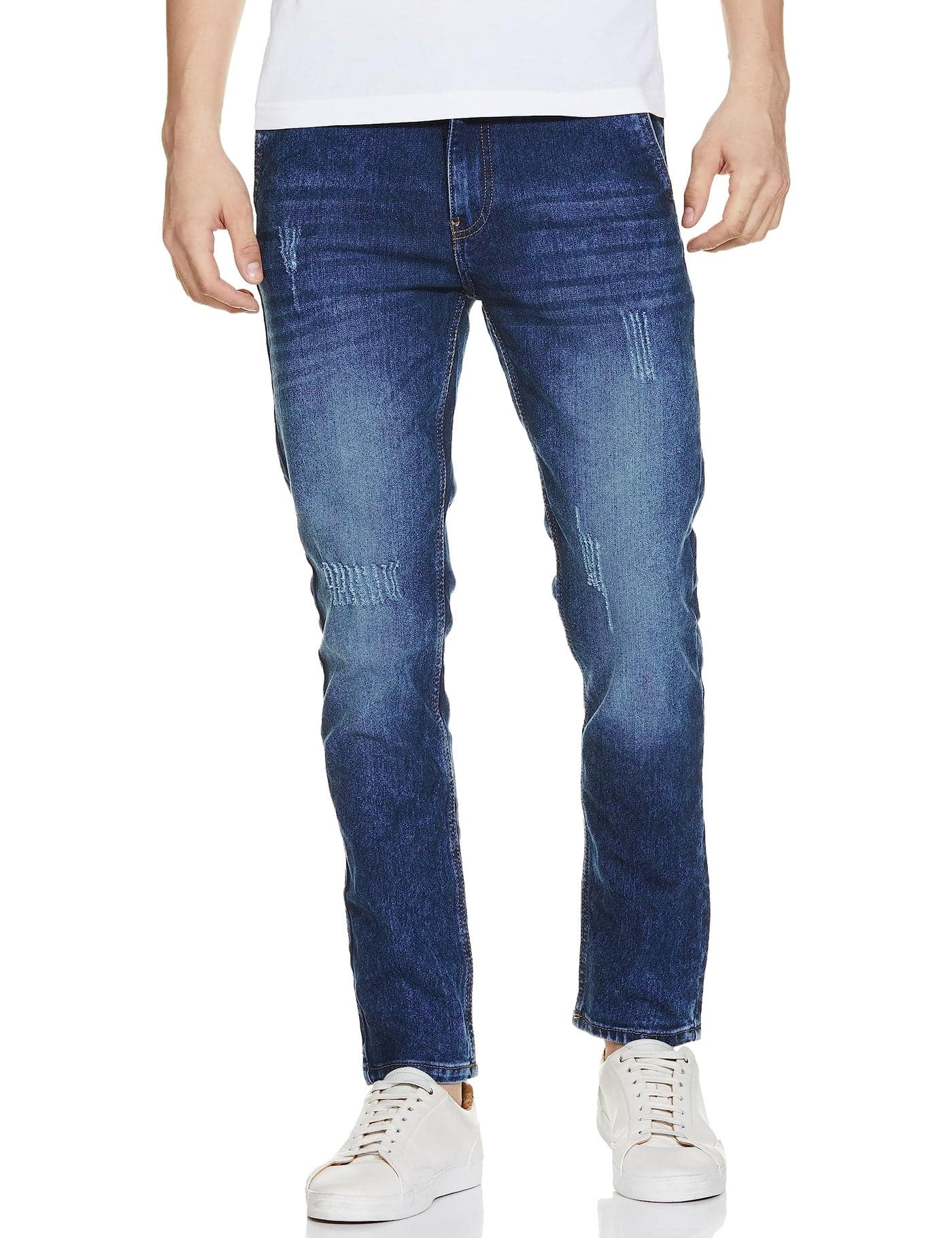 The Indian Garage Co Men Slim Fit Solid Mid-Rise Stretchable Jeans Blue