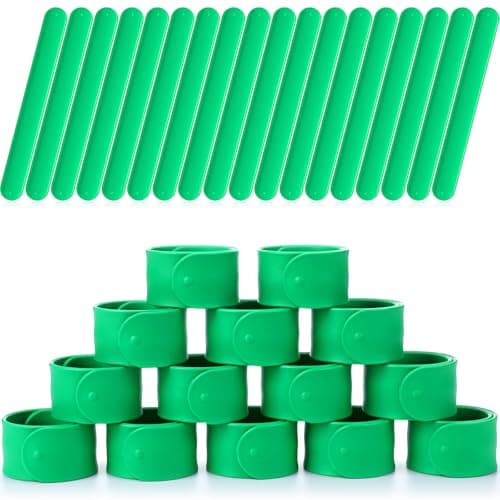 Vinsot 30 Pcs Silicone Slap Bracelets Gift for Kids DIY Slap Bands Party Favor Soft Blank Snap Wristbands Bulk for School Craft Project Painting Classroom Prizes Birthday WeddingGreen