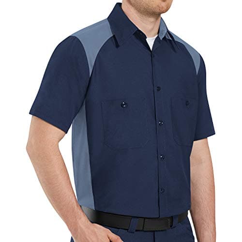 Red Kap Men's Standard Motorsports Shirt, Short Sleeve, Navy/Post Blue, X-Large