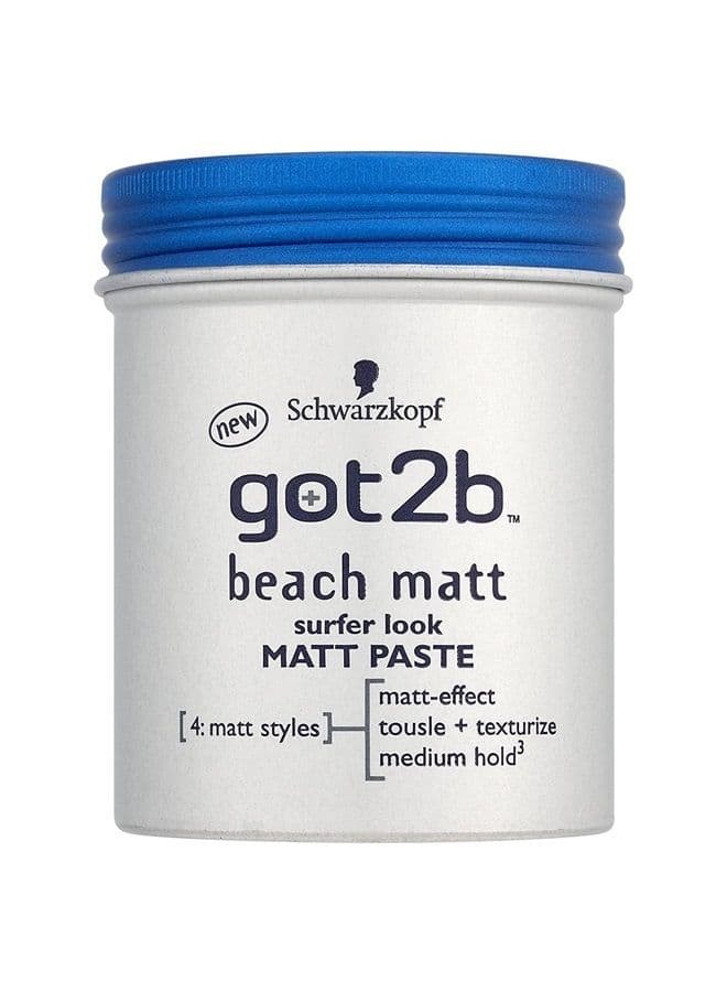 Beach Matte Paste Styling Paste for Matte Surfer Looks, Hair Wax for Men for Staining, Texturing or Taming without Gluing, Medium Hold, (100 ml), Pack of 1