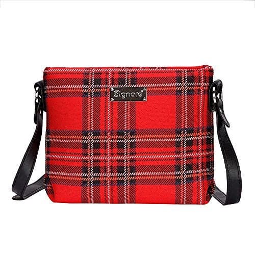 Signare Tapestry Crossbody Bag Shoulder Purse for Women In Red Royal Stewart Tartan Design (XB02-RSTT)