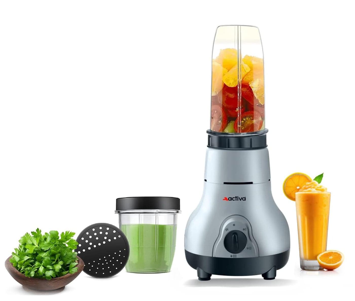 ACTIVA Easy Mix Nutri Mixer Grinder 500W with 2 Jars for Smoothies, Chutney & Shakes, Shock Proof ABS Body, Nano Grinding Technology, 2 Years Warranty
