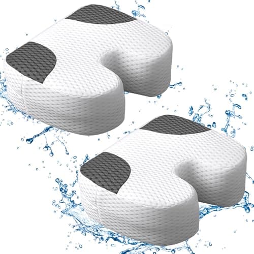 Suzile 2 Pcs Hot Tub Booster Seat Weighted Spa Bathtub Booster Inflatable Cushion Quick Dry Non Slip Bottom Portable Seat with 3D Air Mesh Cover Tub Accessory for Adult Indoor OutdoorWhite Grey