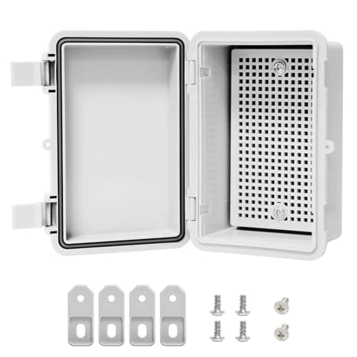 LMioEtool Junction Box, ABS Plastic, IP65 Waterproof Dustproof Universal Electrical Enclosure, Hinged Shell Outdoor and Indoor Usage Project Box, 5.9"x 3.9"x 2.8"(150x100x70mm), Grey