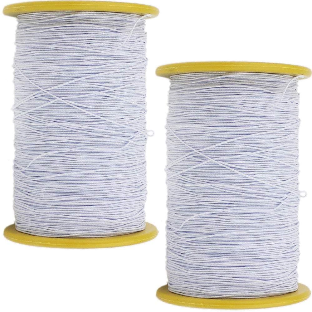 TIHOOD 2PCS 05mm Thickness 547 Yard Elastic Thread White