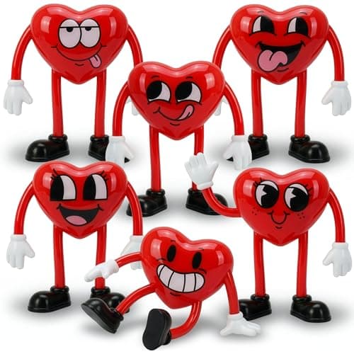 ArtCreativity Heart Bendables 12 Pack Bendable Valentine Toys for Kids Valentine Gift Party Favors for Boys Girls Stress Relief Fidget Toy Educational Toys for Kids Goodie Bag Stuffers