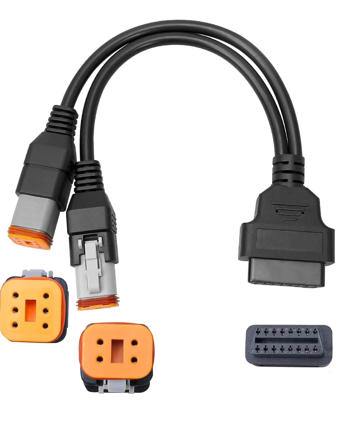 AUGREX Motorcycle Obd2 Scanner Diagnostic Adapter Cable 4pin 6pin 2 in 1 Fit for Harley Davidson to OBD 16pin Work with OBD2 Scanner Diagnostic Tool J1850 etc