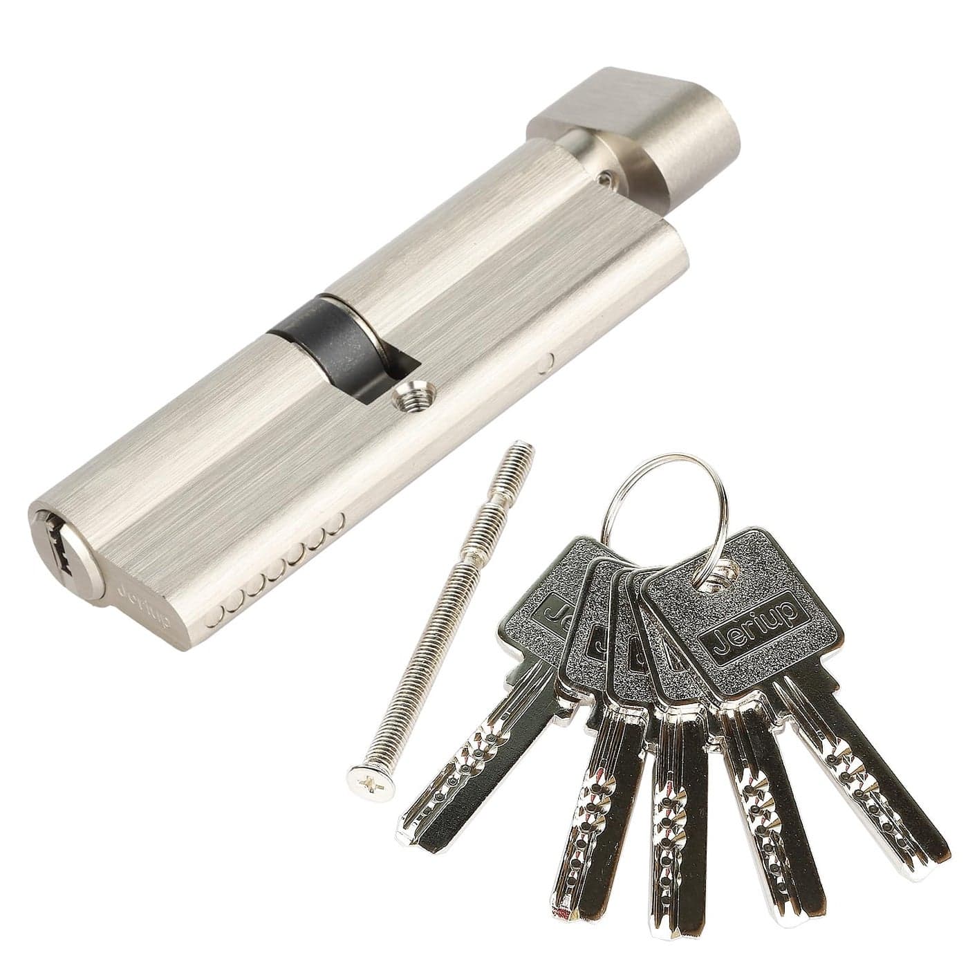 Jeriup 100mm451045 Euro Profile Lock Cylinder with 5 Keys dimple Single Open Copper Lock Cylinder AntiRust Corrosion Resistant AntiTheft