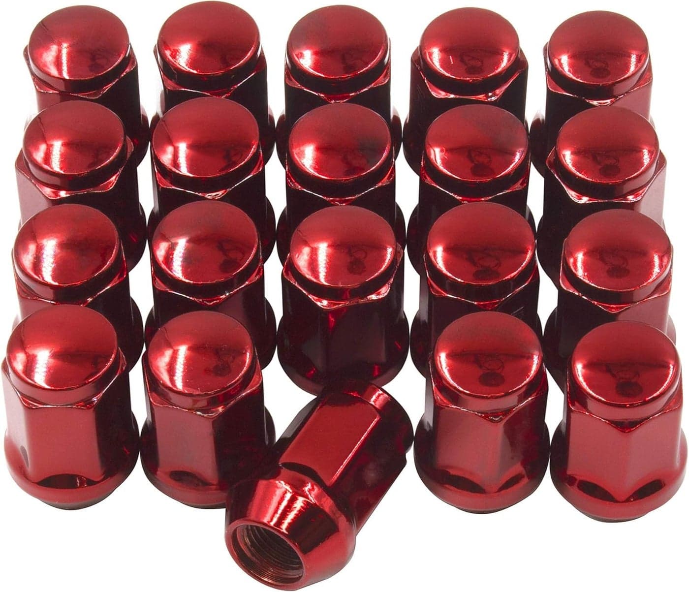 Wheel Accessories Parts 20 Pcs 1/2"-20 Thread Bulge Acorn 35mm 1.38" Long Lug Nuts Red 3/4" 19mm Hex Fits Ford Mustang | Jeep CJ Wrangler Grand Cherokee