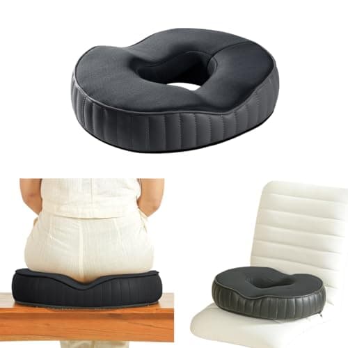 The White Willow Donut Pillow for Tailbone Pain – Coccyx Seat Cushion for Chair – Hemorrhoid & Piles Relief – Car Seat Donut Cushion – Medium Firm HR Memory Foam – Above 60 Kg – Midnight Black