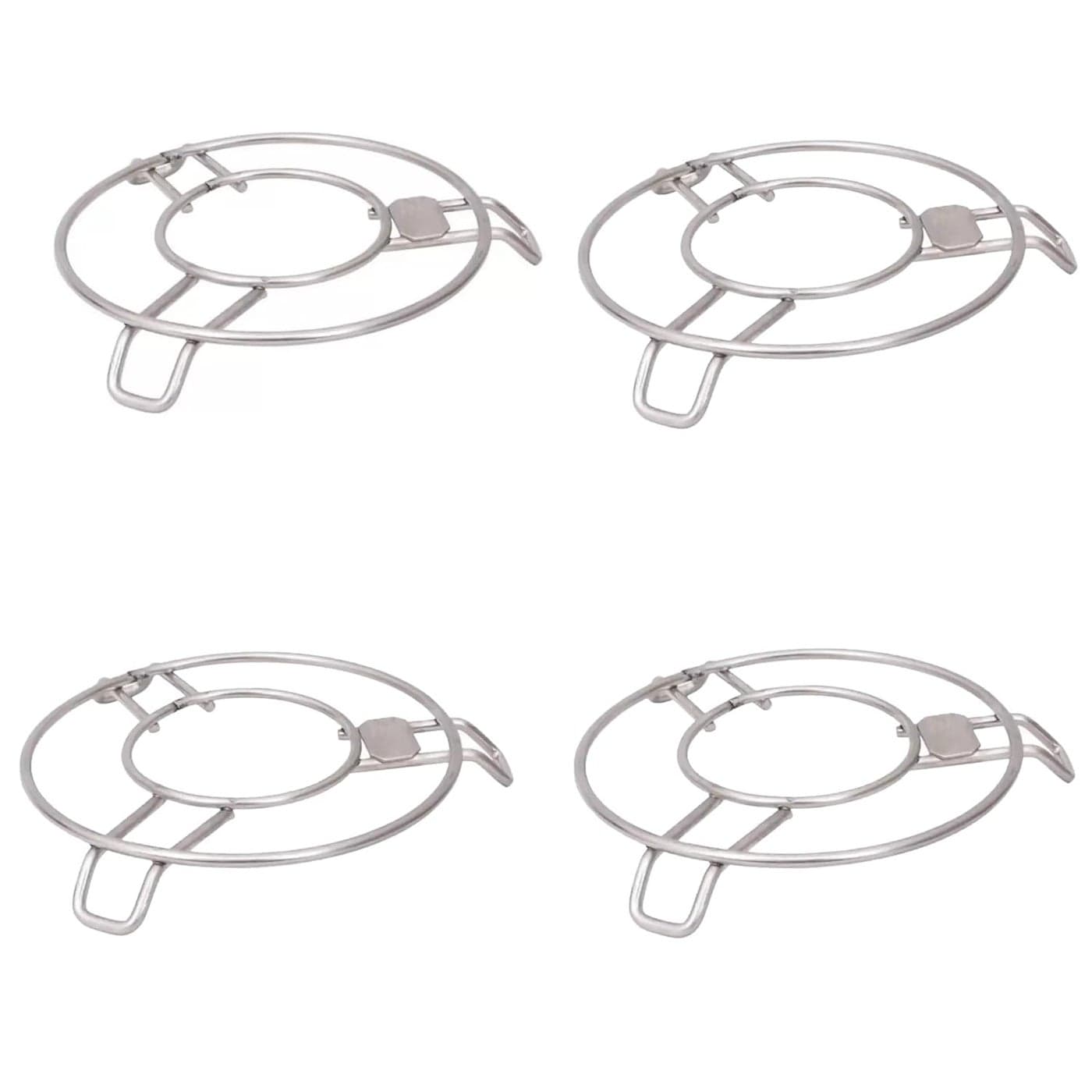 NavJyoti Heavy Duty Stainless Steel Round Hot Pot Stand Trivet Set 4 Pices Heat ResistanceSteel Cooker Steamer Pot Stand Pack of 4