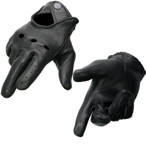 Milwaukee Leather SH869 Men's Black Deerskin Leather Unlined Professional Driving Gloves - XX-Large