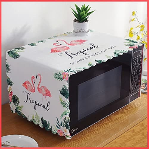 Wolpin Microwave Oven Dust Proof Cover (100 x 35 CM) | Flamingo Modern Design Kitchen Accessory | Protective Fabric Microwave Cover | Stylish Decorative Home Décor Cover for Daily Appliance Use