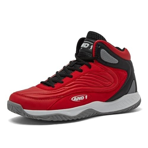AND1 Pulse 3.0 Basketball Shoes for Men, Indoor or Outdoor, Street or Court Basketball Sneakers Men - Black, Red, or White - Red/Black, 11 Medium