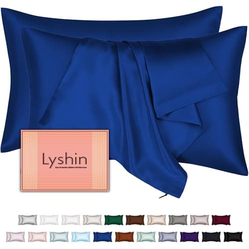 Silk Pillow Cases 2 Pack Standard Size with Hidden Zipper, Mulberry Silk Pillowcase for Hair and Skin, Smooth and Soft Breathable Cooling Silk Satin Pillowcase Set of 2, Gifts for Women,Royal Blue