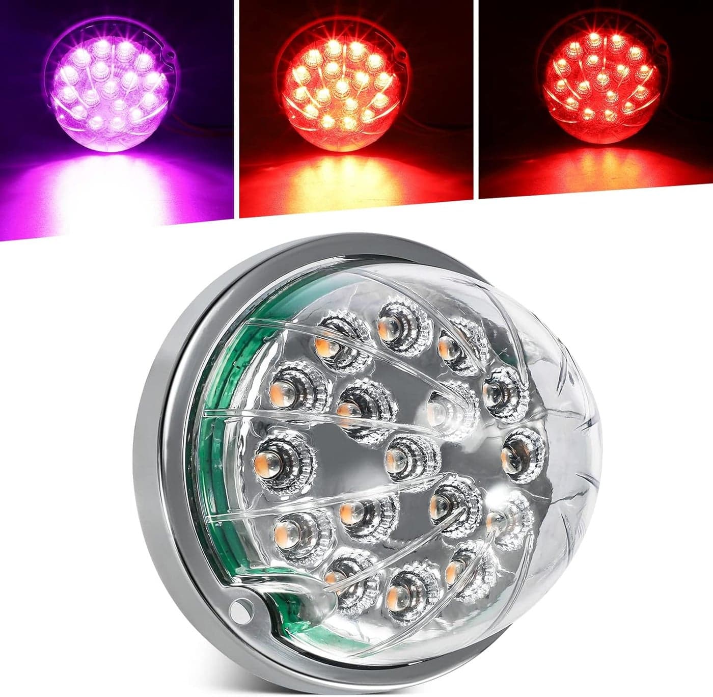 Partsam 1PCS Dual Revolution Red 17 LED Watermelon Light for Semi Truck