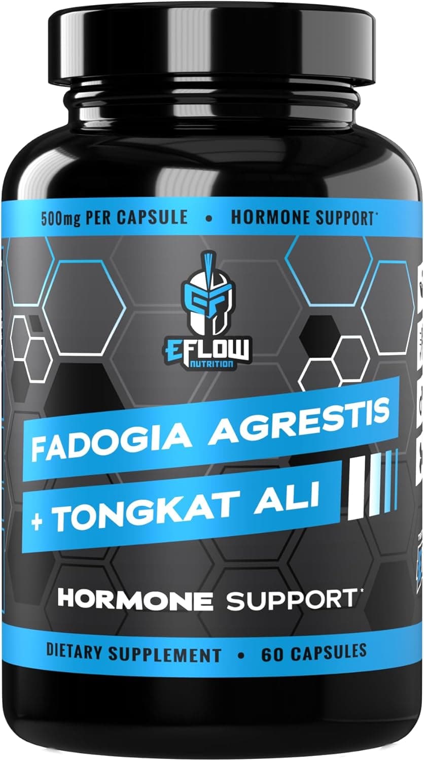 eFlow Nutrition Fadogia Agrestis Tongkat Ali 2in1 Natural Performance Supplement for Health and Wellness Hormone Energy Mood Support Extract Powder 60 Capsules