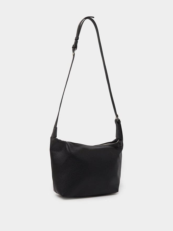 Styli Black Textured Hobo Bag