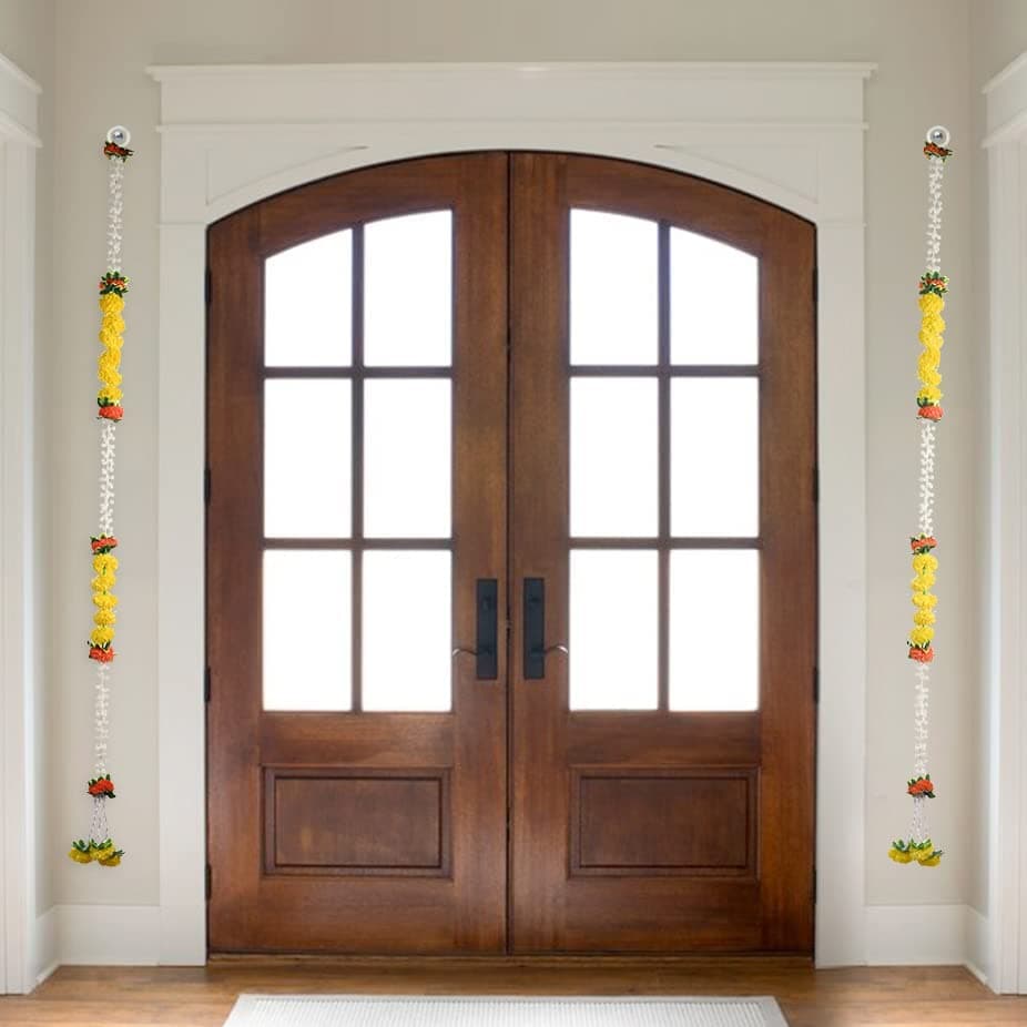 Saudeep India Traditional Marigold Fluffy Flowers Garlands Toran for Door Hanging Home Decoration for Main Door - Ideal for Traditional, Inauguration Parties, Festivals, Diwali(Model 05-07)