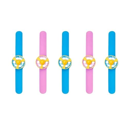 Crackles Saucer Flying Indoor Outdoor Play Spinning and Flying Disc Slap Wristband Disc Launcher Slap Band with Frisbee Toys for Kids (5 Pcs) - Random Color