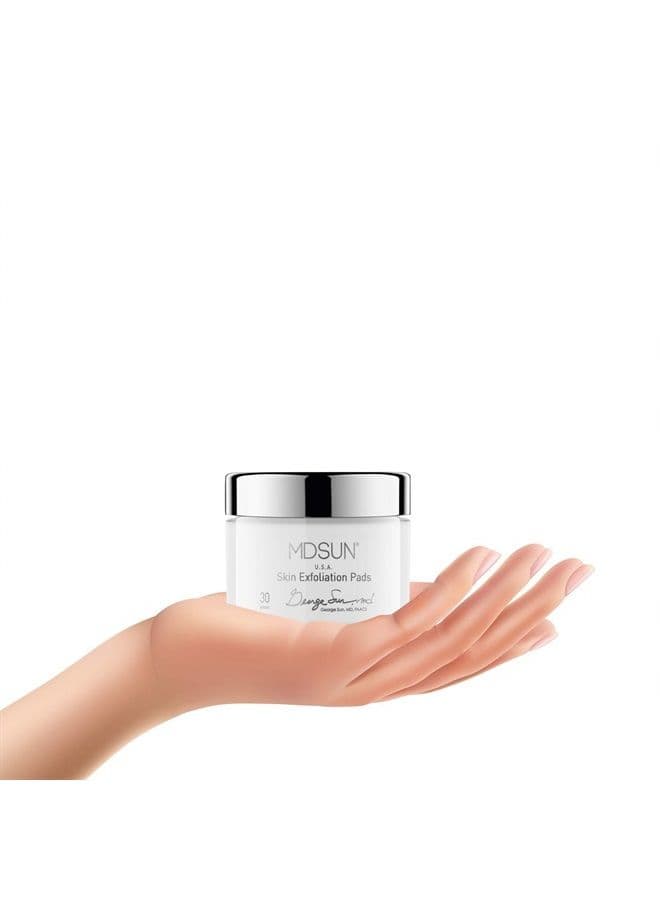 Skin Exfoliation Pads, Exfoliating Treatment, Remove Pore-Clogging Debris, Minimize Breakouts, Improve Skin Tone, Refine Skin Texture (Glycolic Acid 20%, Gluconolactone 15%, etc) 30pcs