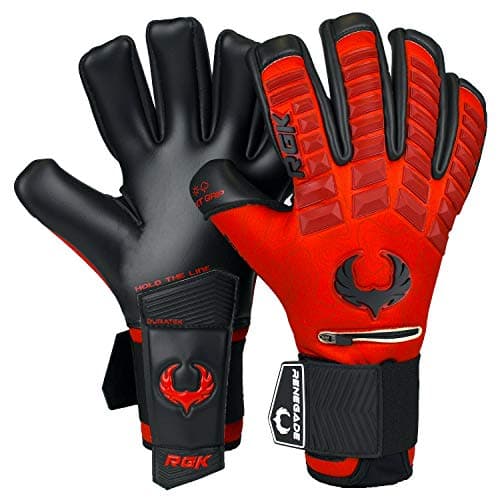 Renegade GK Eclipse Diablo Professional Goalie Gloves with Pro Finger Protection | 4mm EXT Contact Grip | Red & Black Soccer Goalkeeper Gloves (Size 12, Adult, Negative Cut, Level 5)
