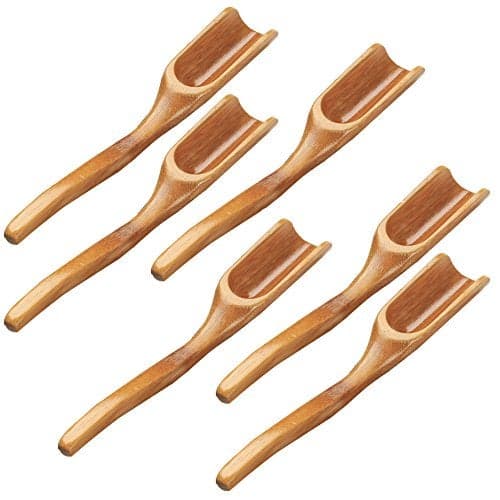 Tea Spoons Natural Bamboo Tea Spoon for Loose Tea ,Cucumis 6Pcs Kung Fu Tea Spade Natural Bamboo Wood Spoons for Scooping Coffee Powder,Tea,Salt,Yeast, Superfood Powders,Cacao