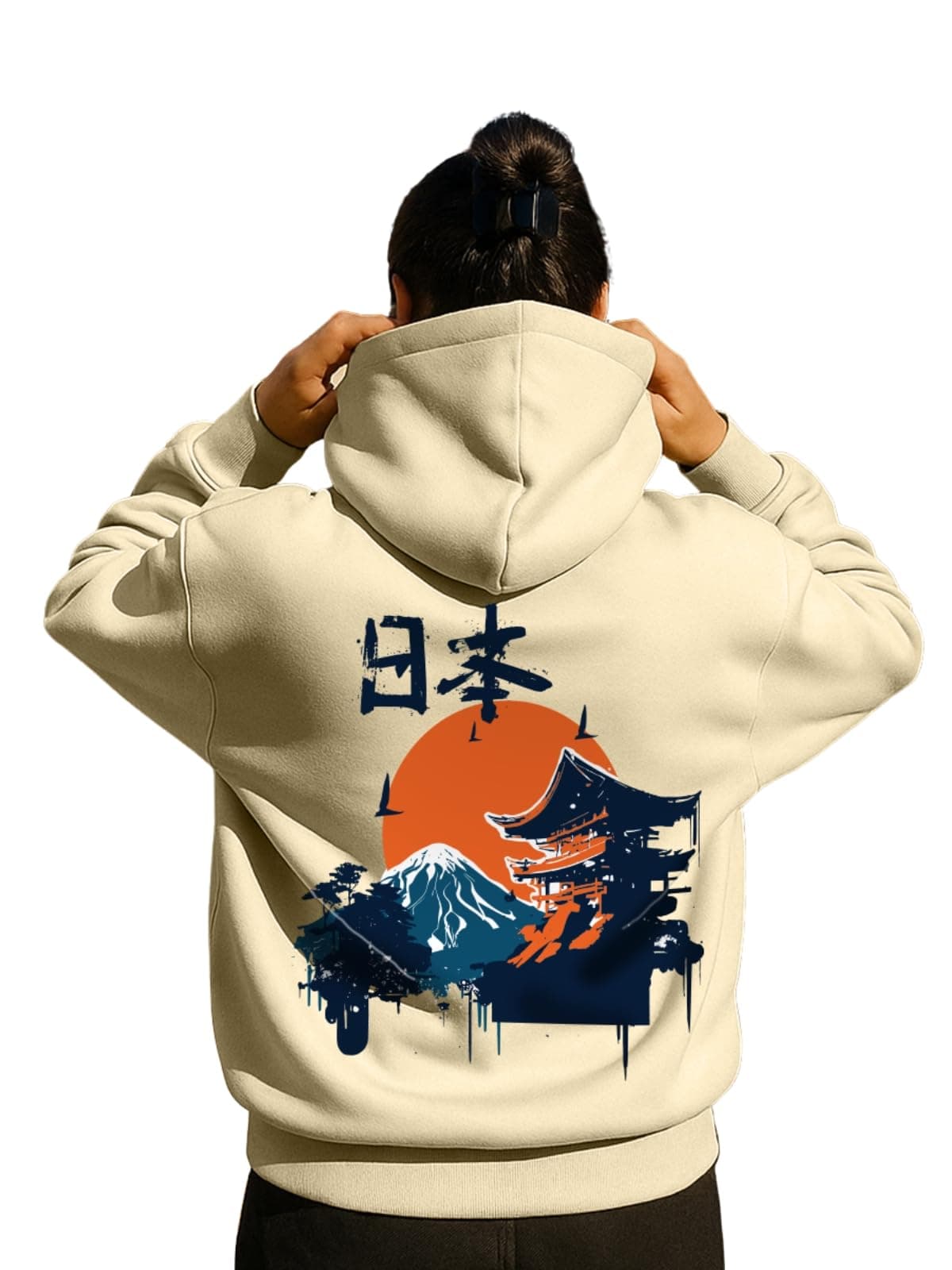JUNEBERRY® Cotton Fleece Regular Fit Hooded Sweatshirt Lastest Back Graphic Printed Winter Hoodies for Women (W02_Nature_SYBN_M)