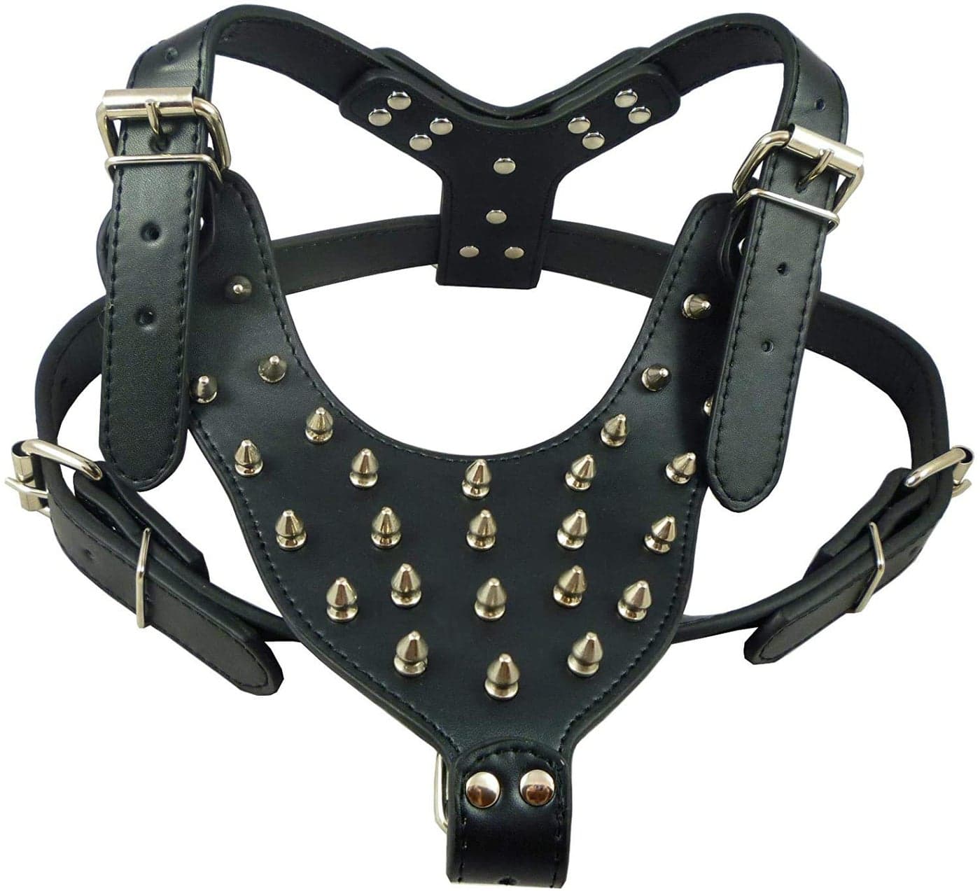 The DDS Store Spiked Leather Dog Harness Large 29"-37" Chest, 50 Spikes Pit Bull, Boxer, Bull Terrier All Big and Giant Dog Breeds(Colour May Vary)