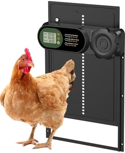 Budsom Automatic Chicken Coop Door Battery Powered LCD Display Large Aluminum Auto Chicken Coop Opener with AntiPinch Sensor Smart Timer Waterproof for Hens Ducks Geese Poultry