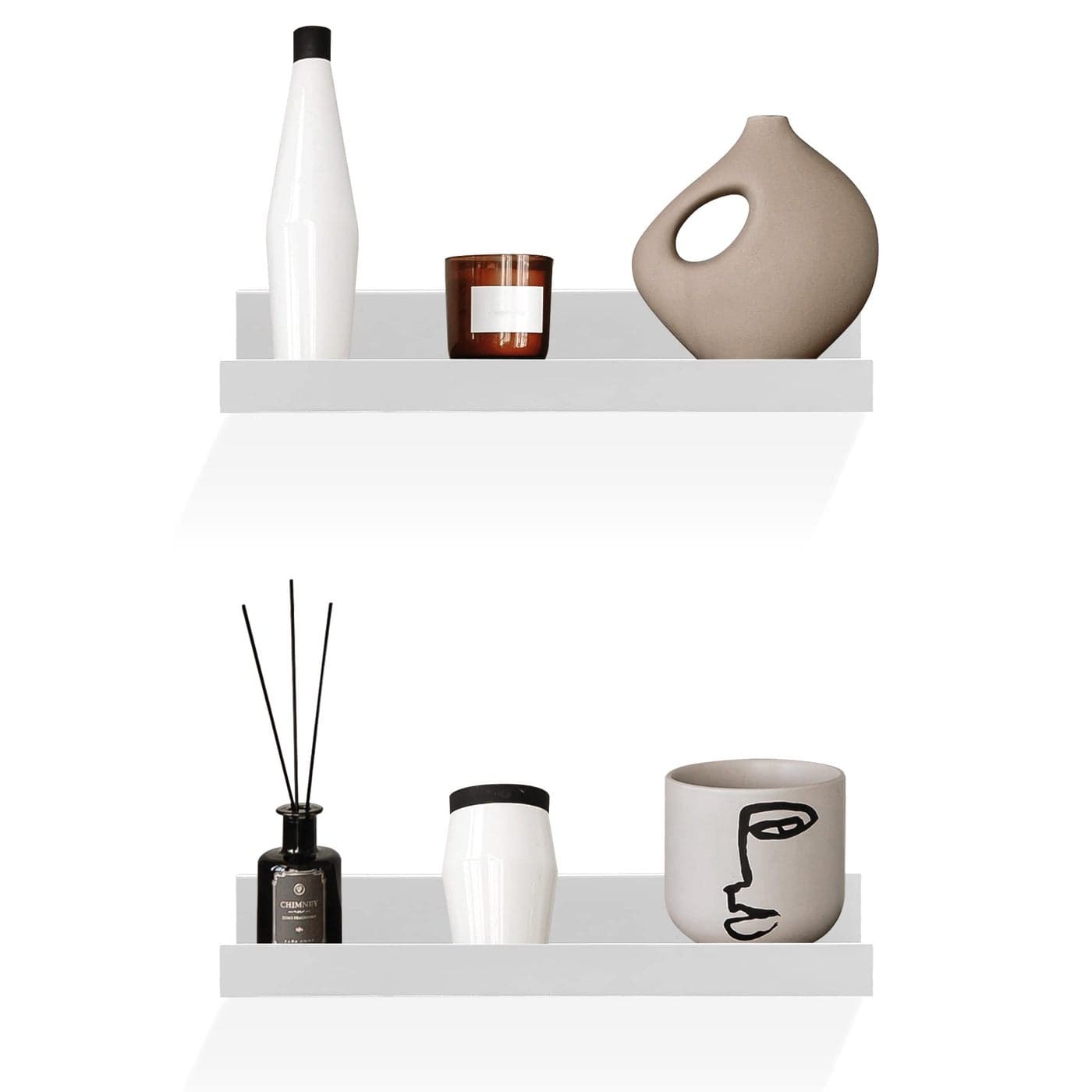 GEEZY Set of 2 Floating Wall Shelves Picture Ledge Display Racks Book Hanging Shelf White 30 x 10 x 5 cm