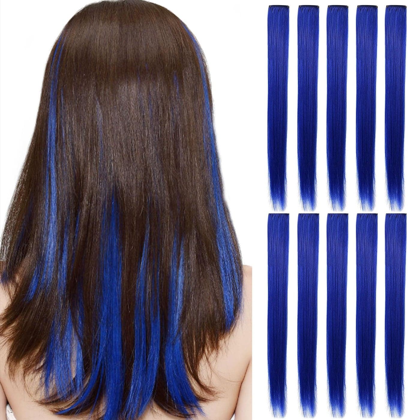 Rhyme 9PCS 21 Colored Clip in Hair Extensions Purple Hair Extensions for Kids Girls Hair Clips Straight Fashion Hairpieces for Party Highlights Hair Accessories Purple