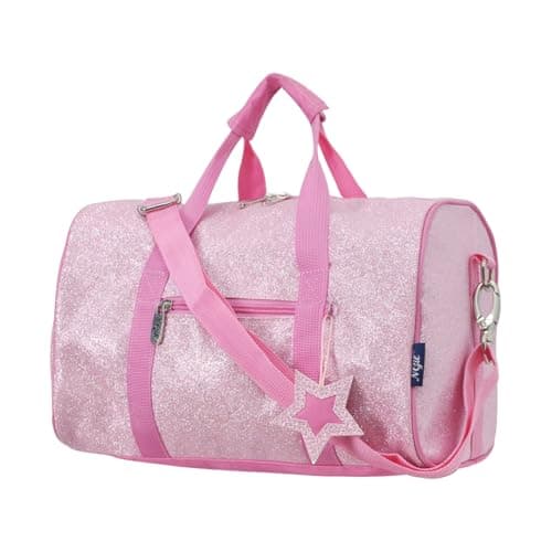 NGIL Super Star Duffle Bag Mini Dance Bag Mini Travel Bag for Sports Gymnastics and Ballet with Adjustable Strap Zippers Pockets GlitterPink Small
