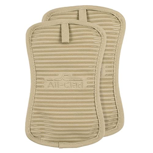 All-Clad Premium Pot Holder & Hot Pad: Heat Resistant to 500 Degrees - 100% Cotton, 10"x6.25" Hot Pad for Kitchen and Barbeque, (2-Pack), Cappuccino