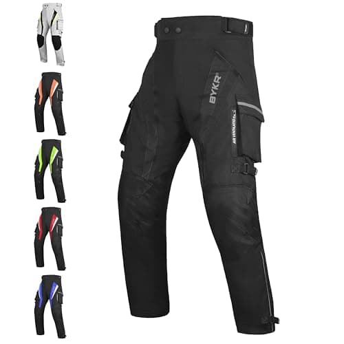 BYKR Motorcycle Pants for Men & Women Armored Cordura Overpants Enduro ATV Dual Sports Motocross Cargo Touring Adventure Pant (30WX30L, Fluorescent Green)