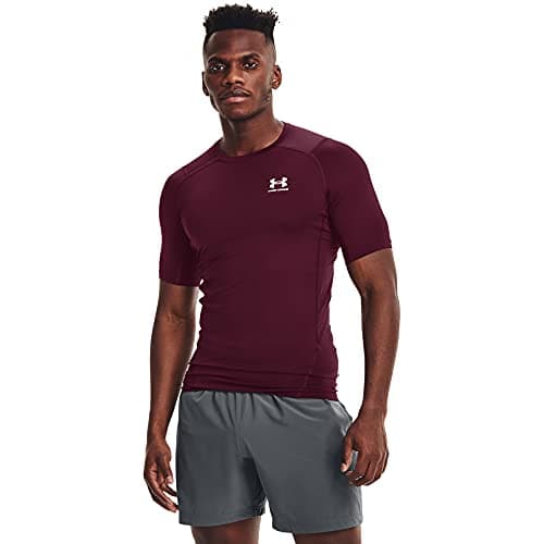 Under Armour Men's Armour HeatGear Compression Short-Sleeve T-Shirt , Maroon (609)/White, X-Large