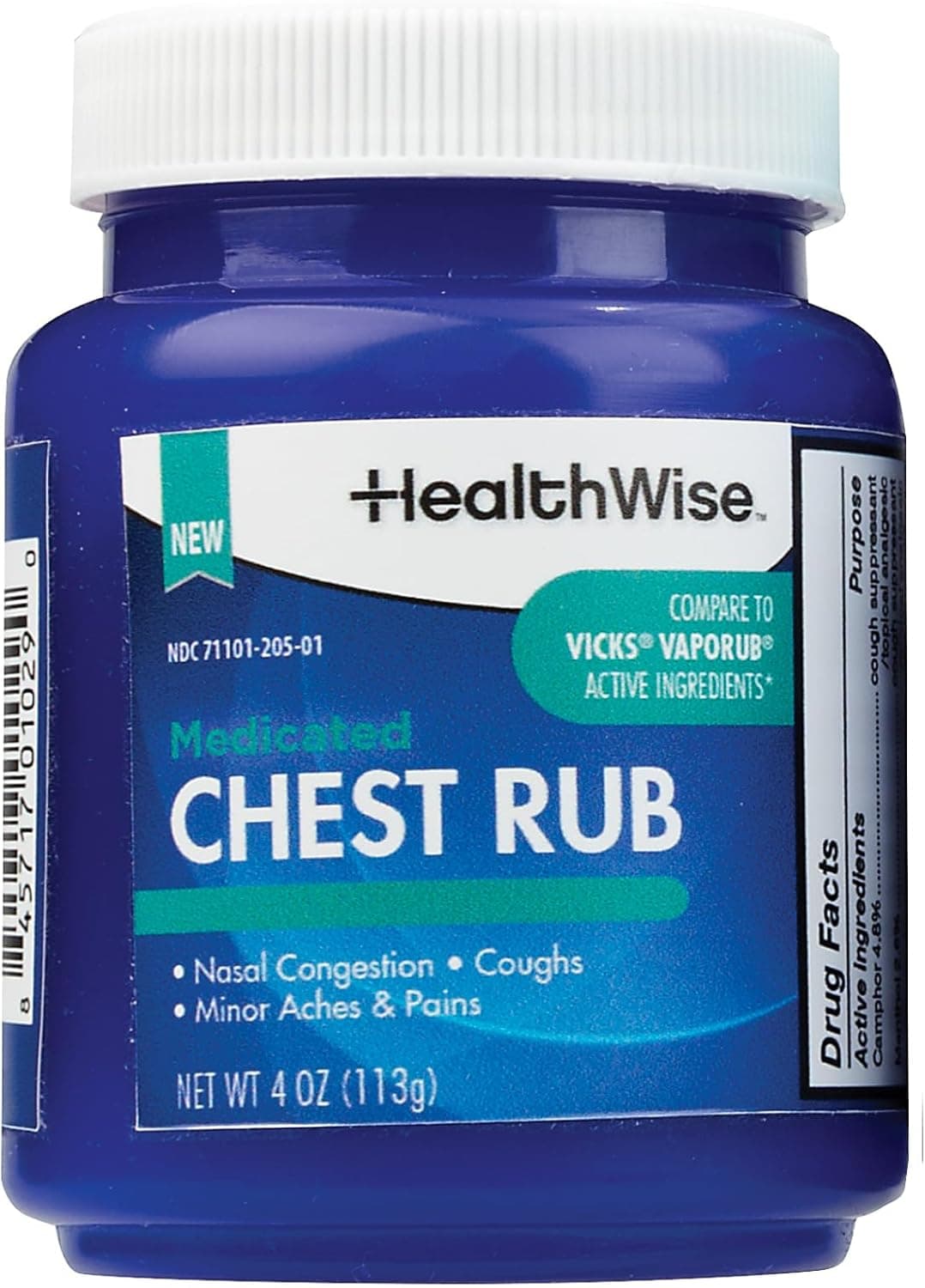 HealthWise Medicated Chest Rub | Cough suppressant | Relieves Nasal Congestion | Relieves Minor Aches and Pains | 4 oz.