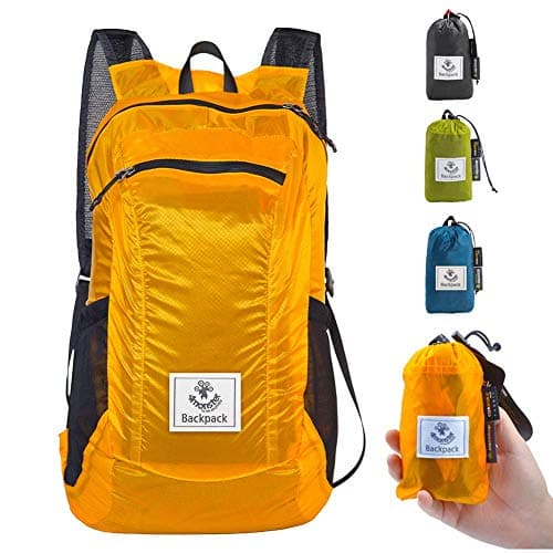 4Monster Hiking Daypack,Water Resistant Lightweight Packable Backpack for Travel Camping Outdoor (A-orange, 24L)