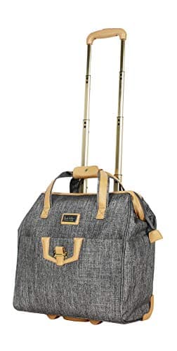 Nicole Miller Underseat Luggage Collection - Small Lightweight 15 Inch Under Seat Bag - Briefcase for Women - Carry On Suitcase with 2- Rolling Spinner Wheels (Paige Silver)