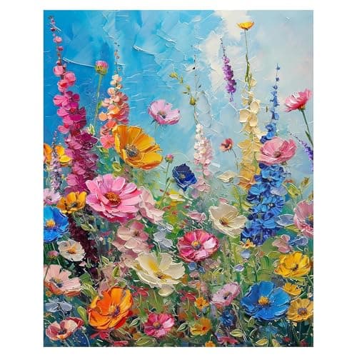 NPCSWXQ Wild Flowers Paint By Numbers Kit for Adults Beginners Floral Adult Paint by Number Kits On Canvas DIY Acrylic Painting Crafts Number Artist Paint Kit for Home Wall Decor Gifts 16x20Inch